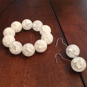 Quartz bracelet and earrings.